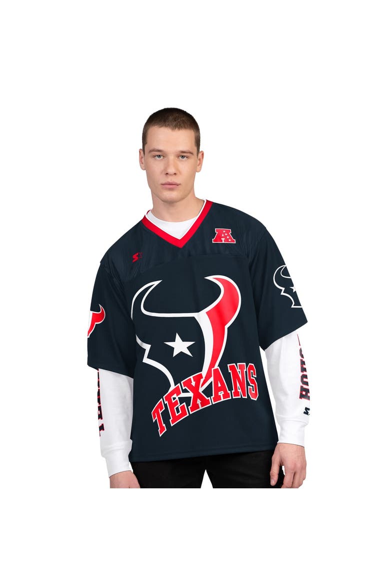 Men's Starter  Navy/White Houston Texans Short Sleeve & Long Sleeve T-Shirt Combo Pack, Main, color, Navy