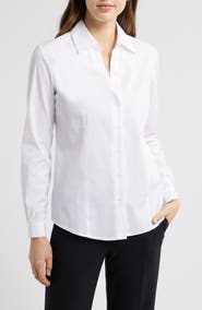 Anne Klein Cotton Blend Poplin Button-Up Shirt