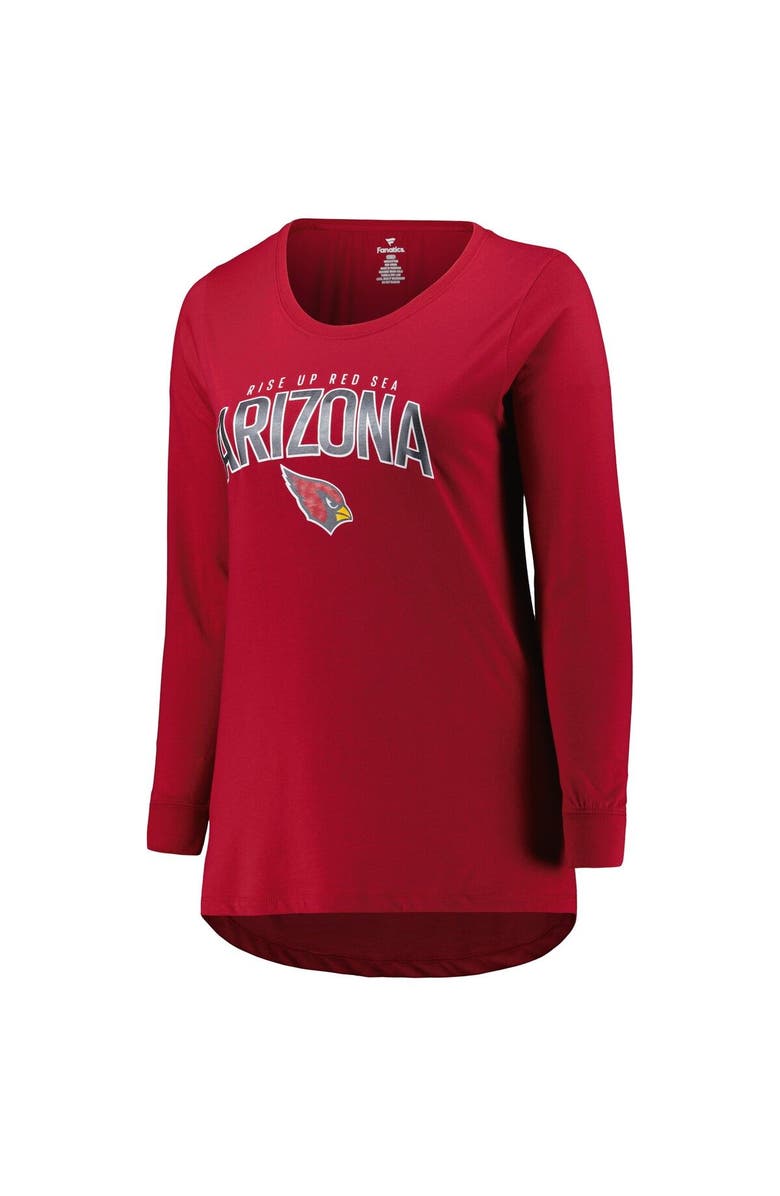 FANATICS Women's Fanatics Branded Cardinal Arizona Cardinals Plus Size Measure Distance Scoop Neck Long Sleeve T-Shirt, Alternate, color, 
