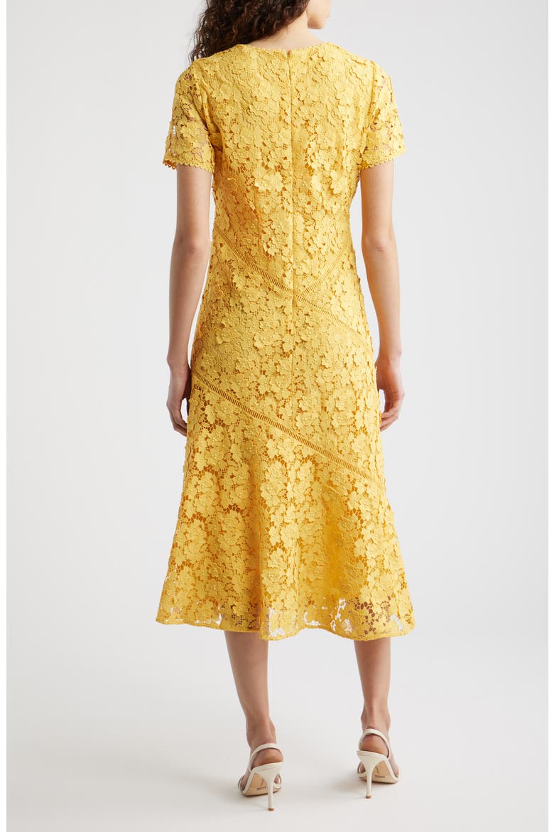 tahari metallic lace dress Elie Tahari Women's The Marci Lace Midi-Dress - Golden Hour
