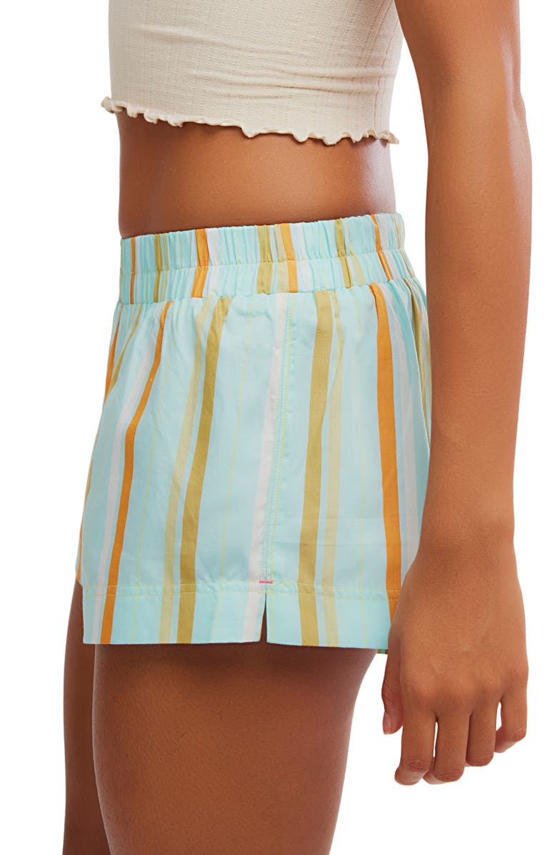 Free People Day To Day Mini Boxer Pajama Shorts, Alternate, color, Turquoise Combo