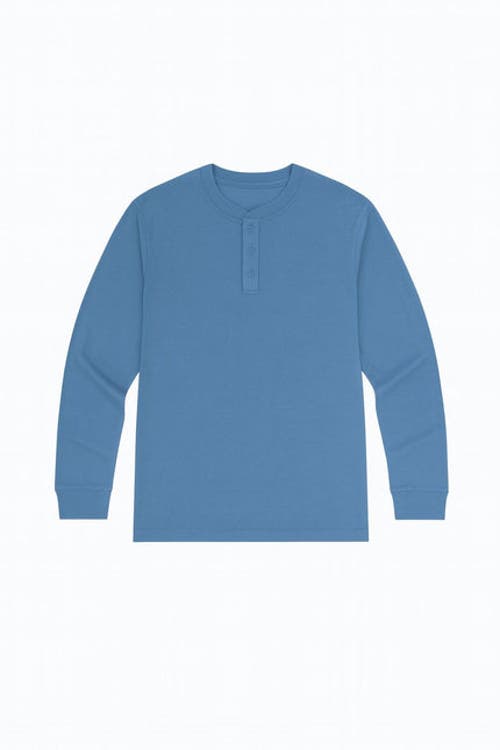 Benben Mens Long Sleeve Henley Shirt In Blue