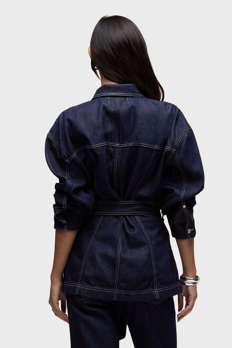 Anya Belted Denim Jacket, Alternate, color, RINSE