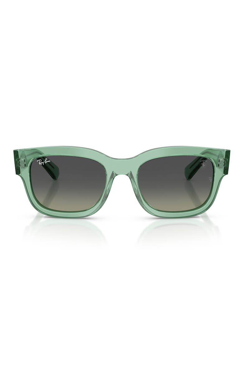 53mm Ferrari Gradient Square Sunglasses, Main, color, TRANSPARENT GREEN / GREY