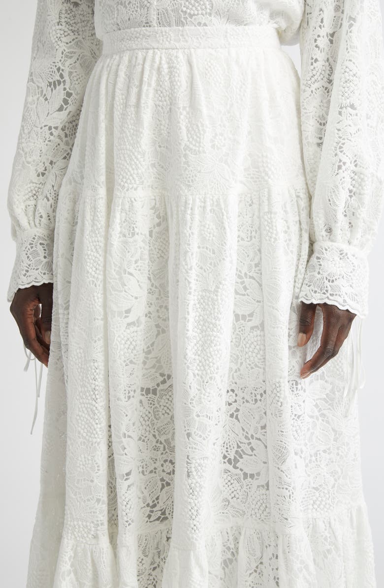 Erdem Tiered Full Volume Lace Skirt, Alternate, color, Ivory