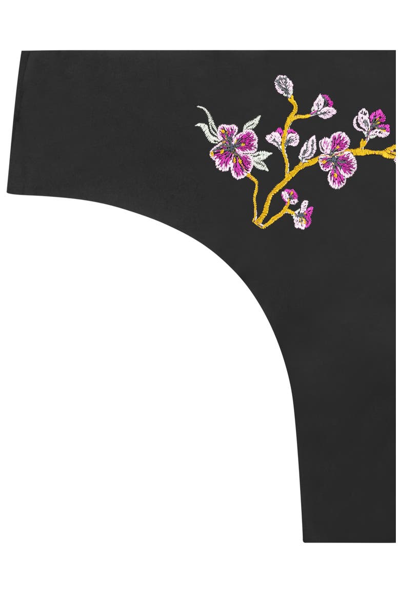 Soft Seamless Thong with Embroidery, Alternate, color, TAP SHOE BLACK