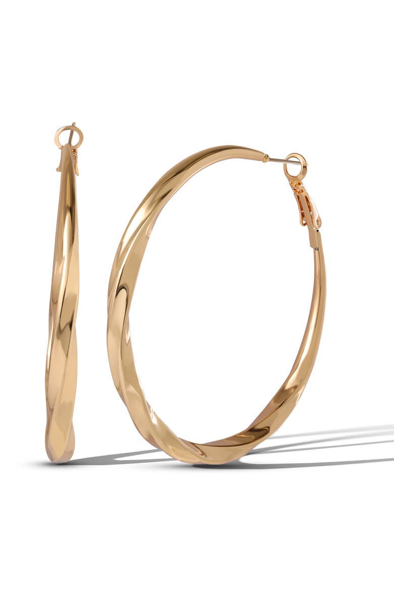 Twisted Gold Hoop Earrings, Main, color, Gold