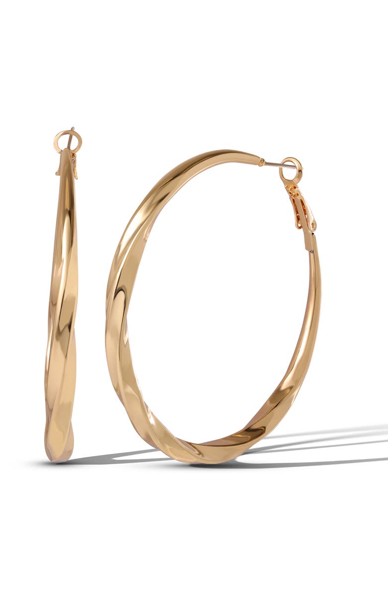 Jessica Simpson Twisted Gold Hoop Earrings, Main, color, Gold