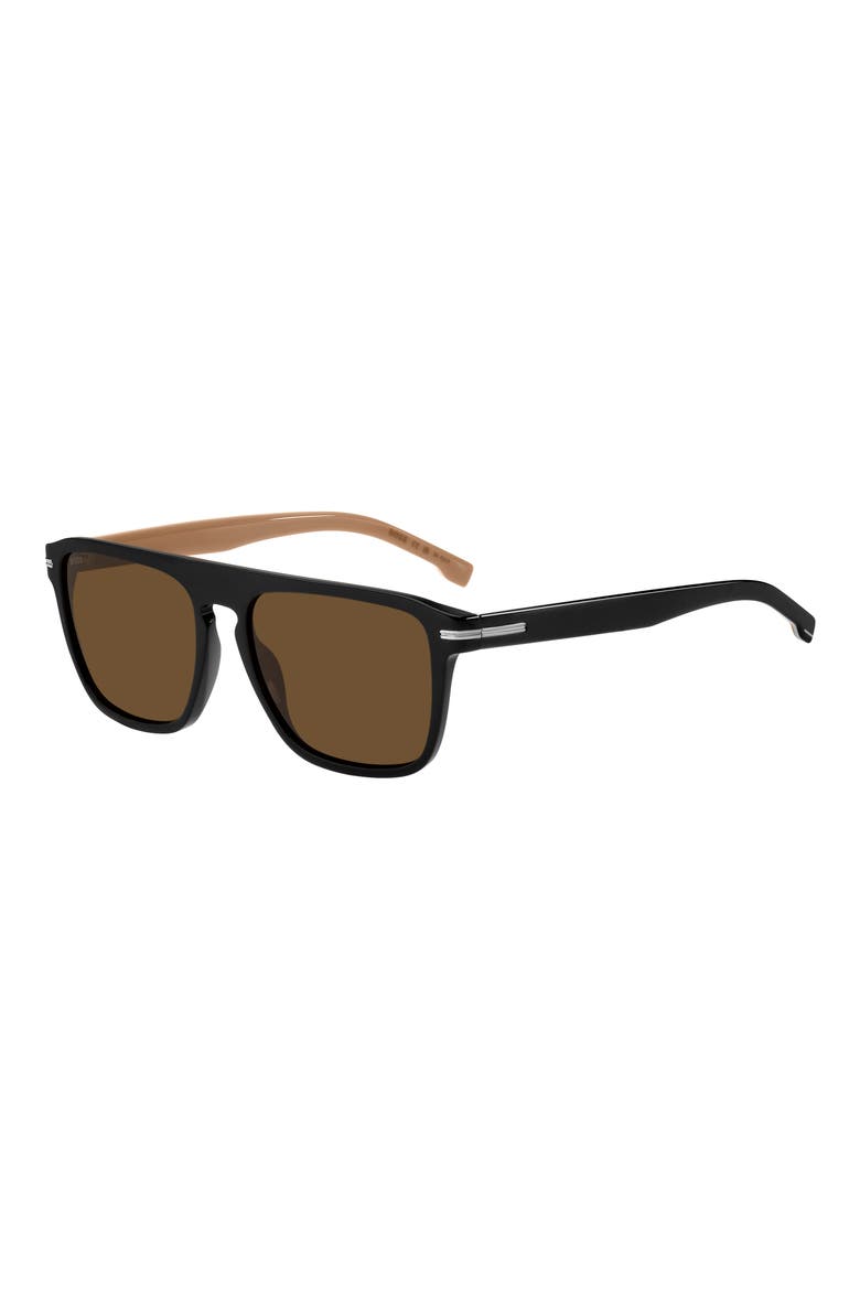 56mm Flat Top Sunglasses, Alternate, color, BLACK