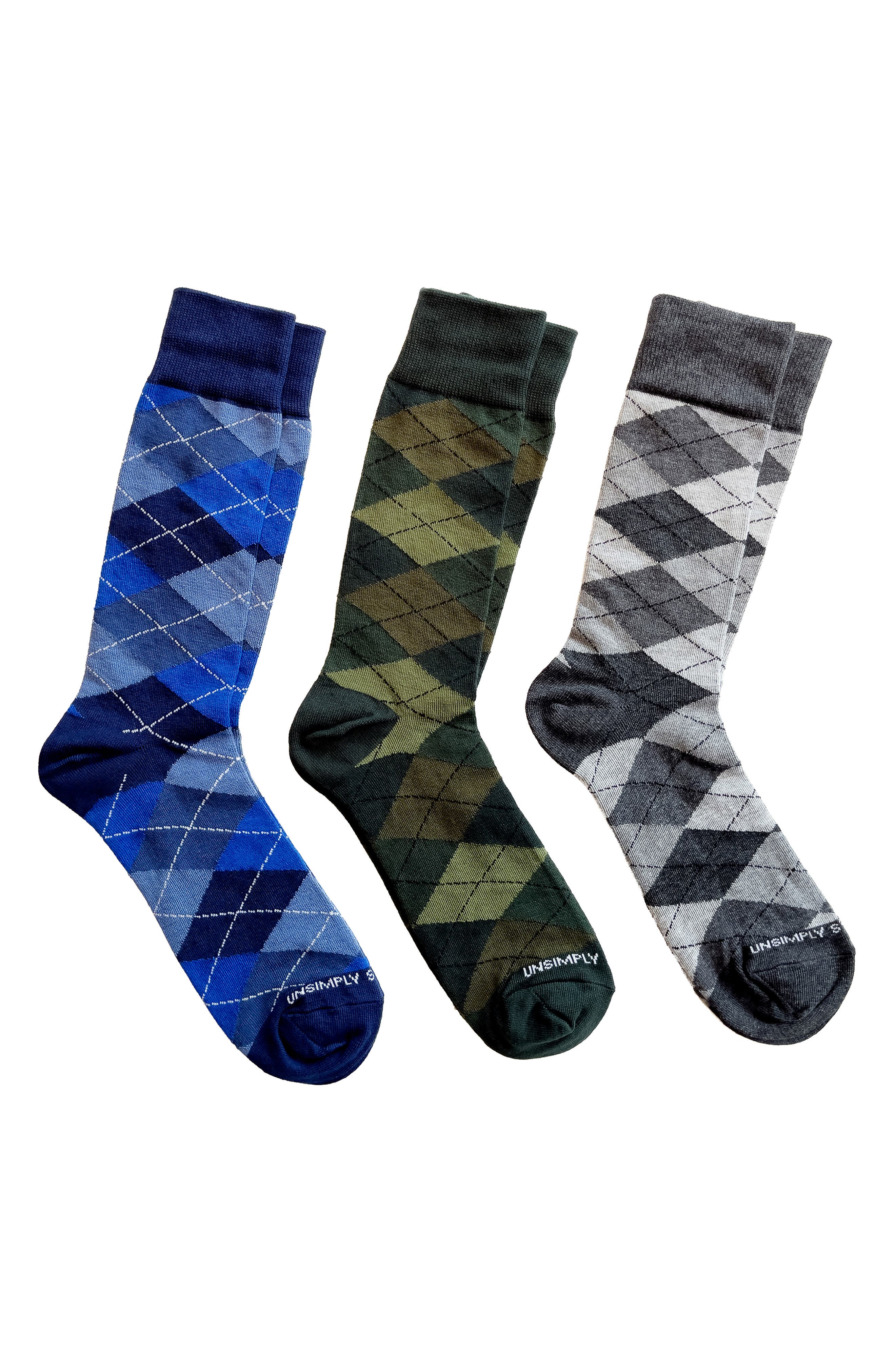 Assorted 3-Pack Argyle Crew Socks