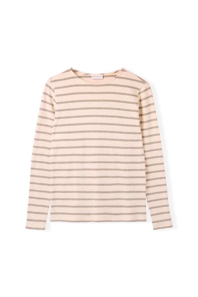 Cotton Striped Long Sleeve Top, Alternate, color, Chalk / Olive