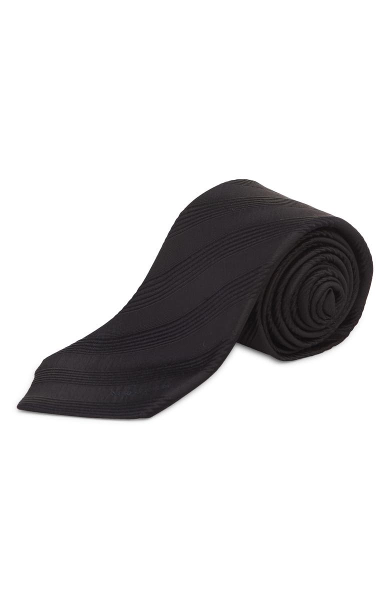 McQueen Tonal Stripe Silk Tie, Main, color, Black