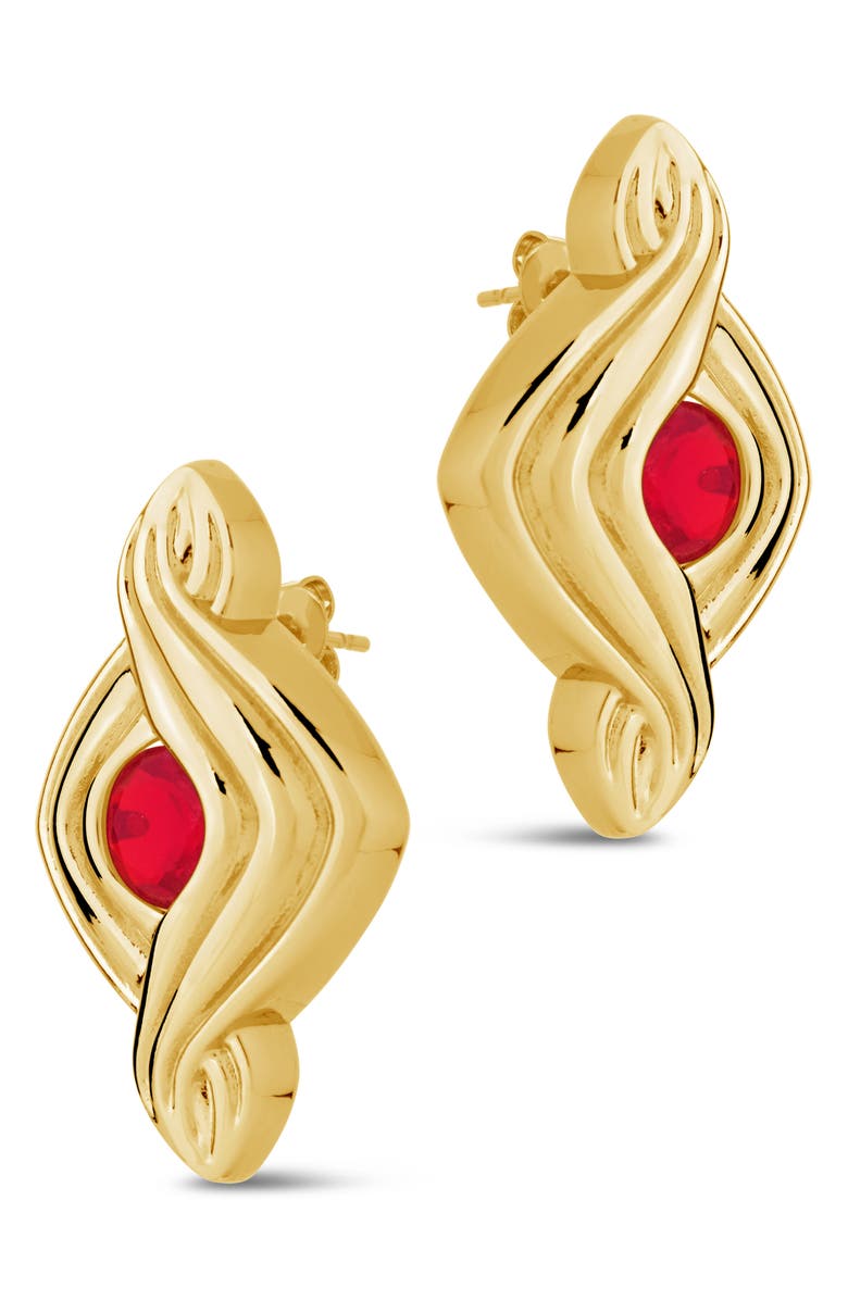 Sterling Forever Danish Cubic Zirconia Drop Earrings, Alternate, color, Gold