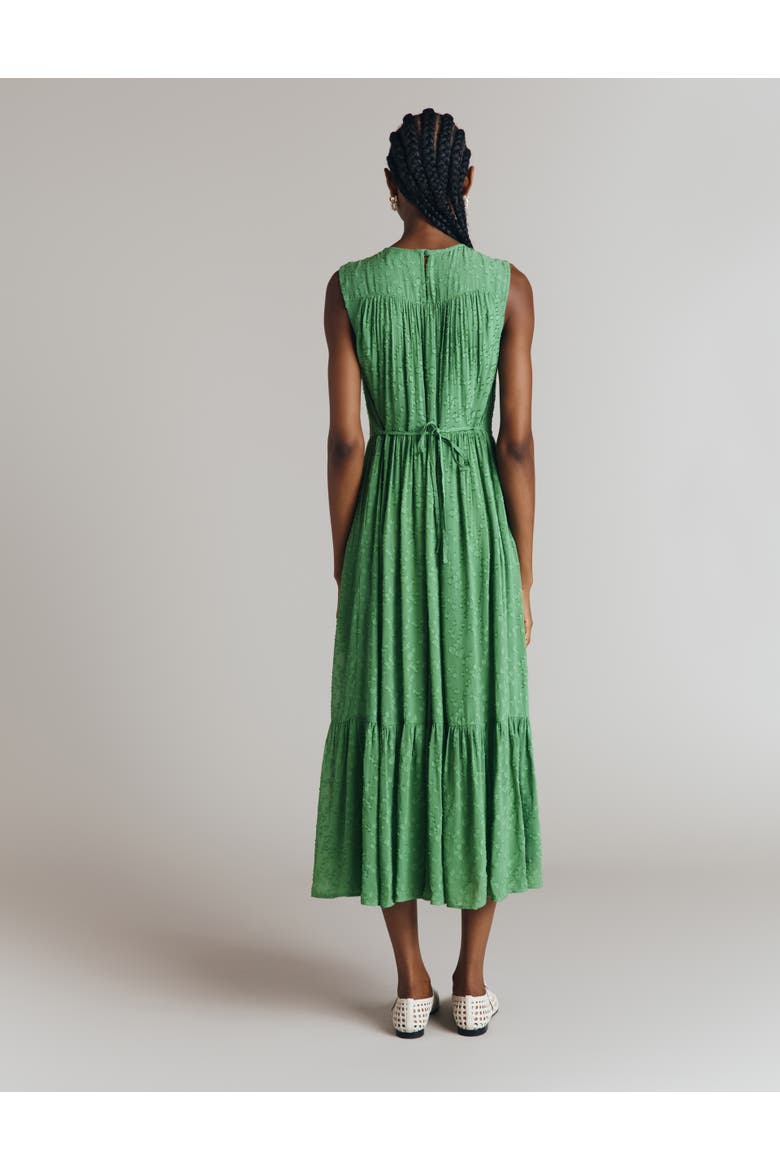 Sandy Georgette Jacquard Sleeveless Midi Dress, Alternate, color, Green
