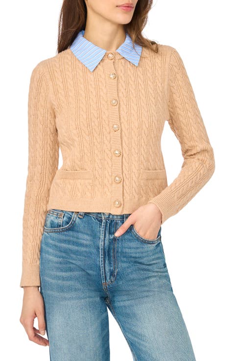 Cable Knit Twofer Cardigan