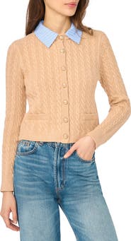 CeCe Cable Knit Twofer Cardigan