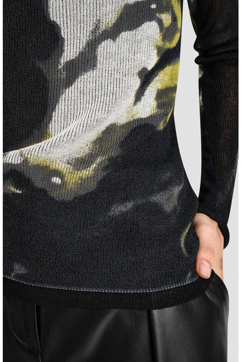 Abstract Print Double Layer Boat Neck Sweater, Alternate, color, MARBLED CITRONELLA