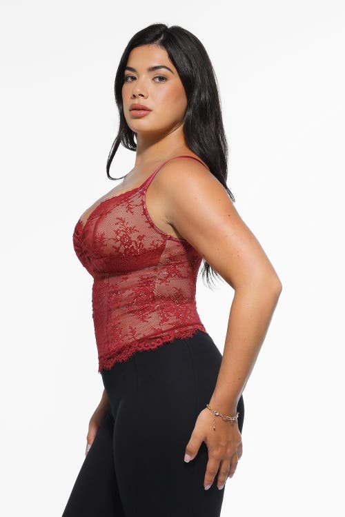 Popilush Shapewear Lace Contouring Camisole In Red