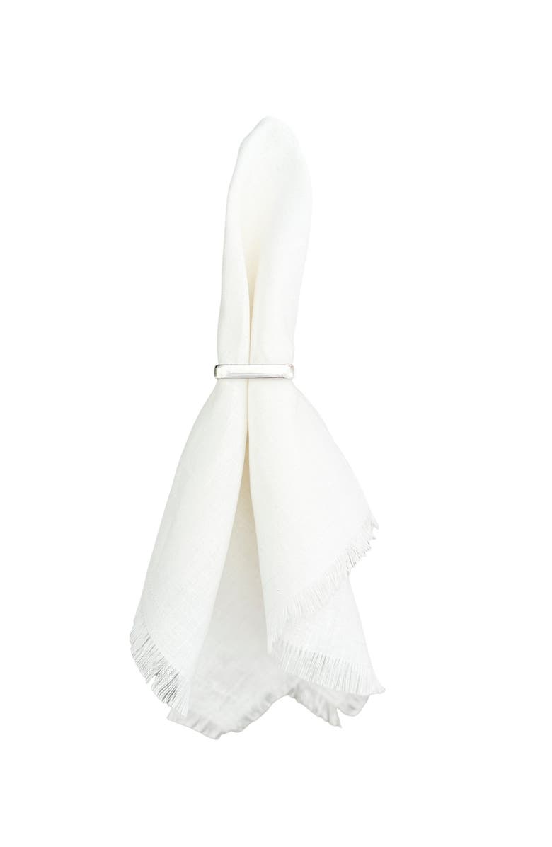 Anaya Modern Curves Metal Napkin Rings- Set of 4, Alternate, color, Shiny Silver