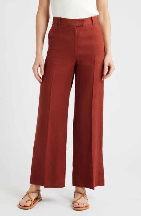 & Other Stories Pressed Crease Wide Leg Linen Trousers