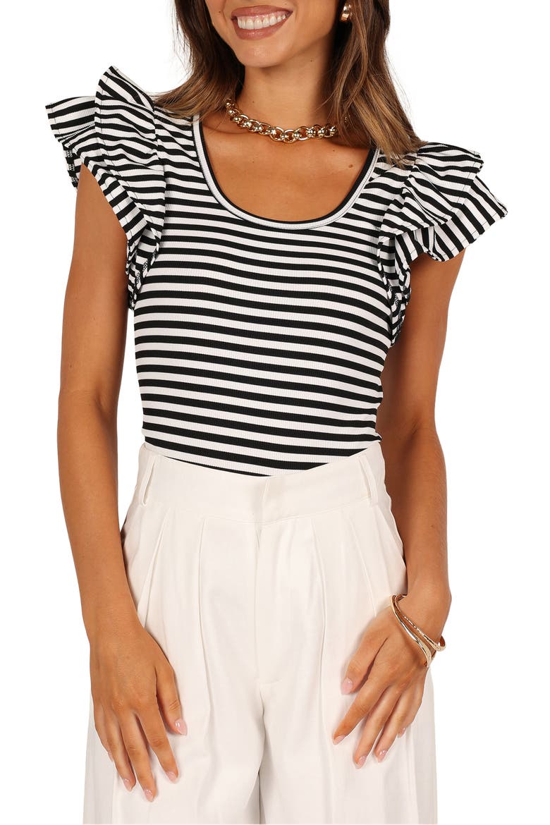 Martina Stripe Rib Top, Main, color, BLACK STRIPE