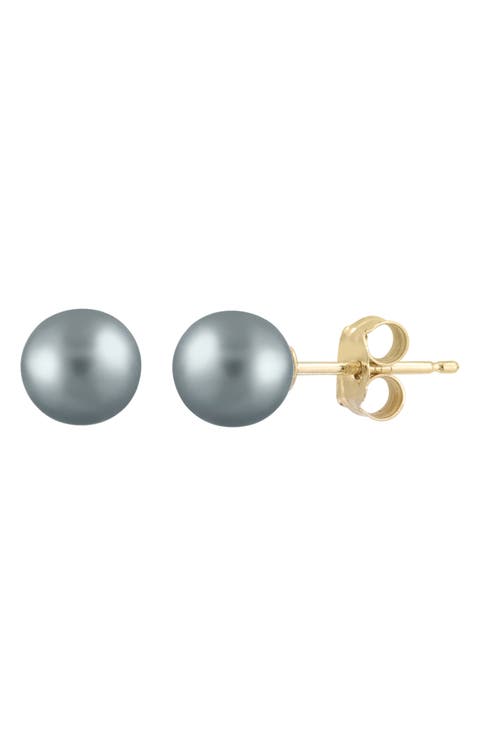 14K Yellow Gold Freshwater Pearl Stud Earrings
