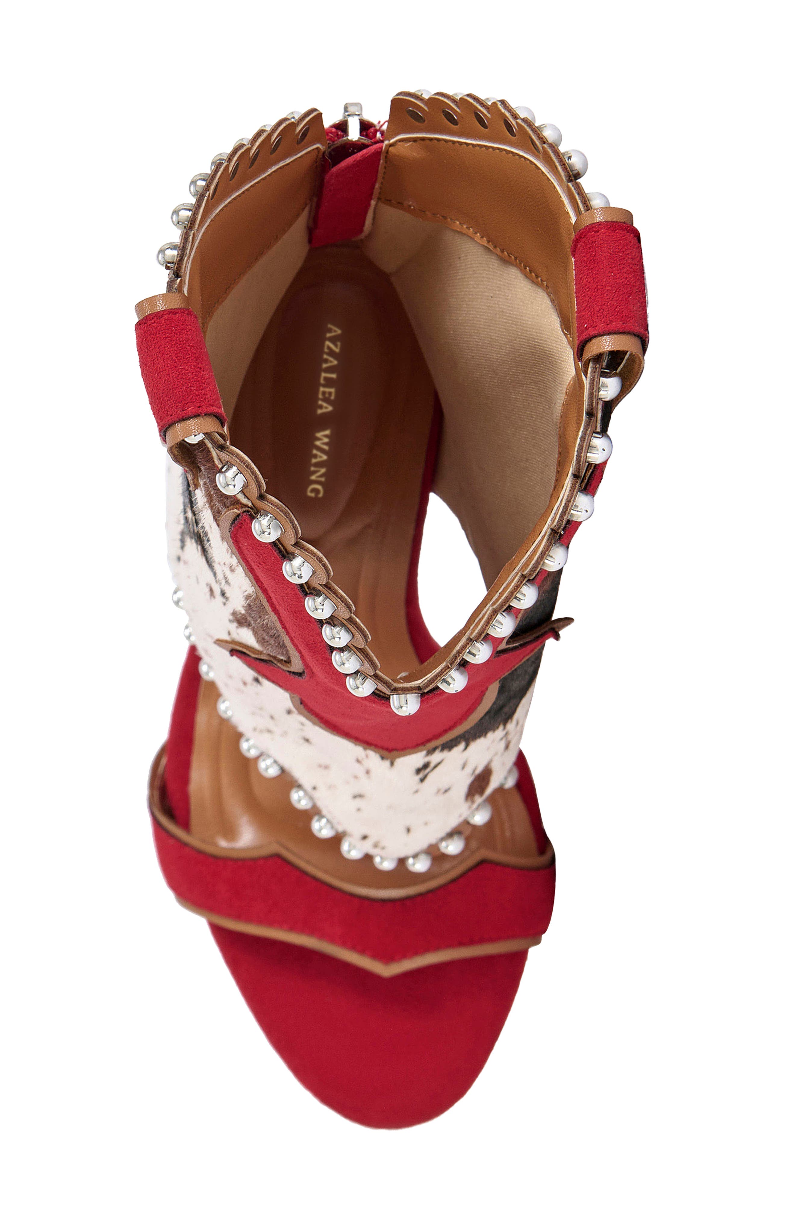 Tahlie Genuine Calf Hair Sandal, Alternate, color, RED MULTI