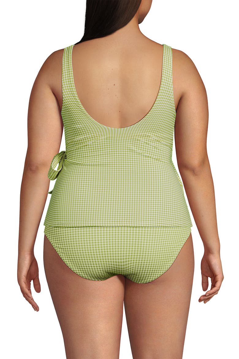 Chlorine Resistant Side Tie V-neck Tankini Swimsuit Top, Alternate, color, Bright Pistachio Gingham