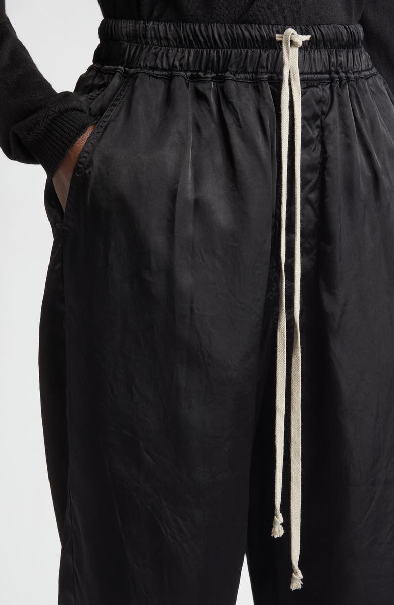 Rick Owens Dietrich Satin Drawstring Pants, Alternate, color, Black