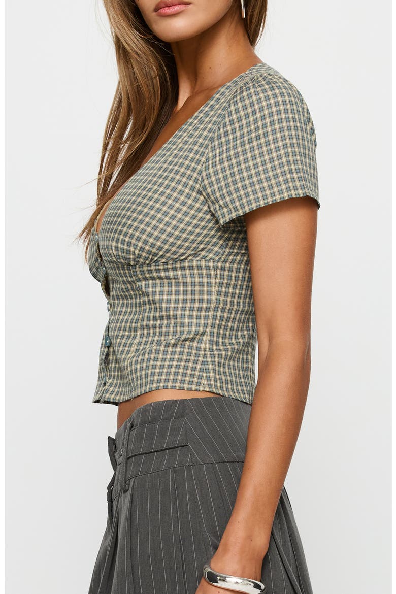 Isolda Check Cotton Button-Up Top, Alternate, color, MULTI CHECK