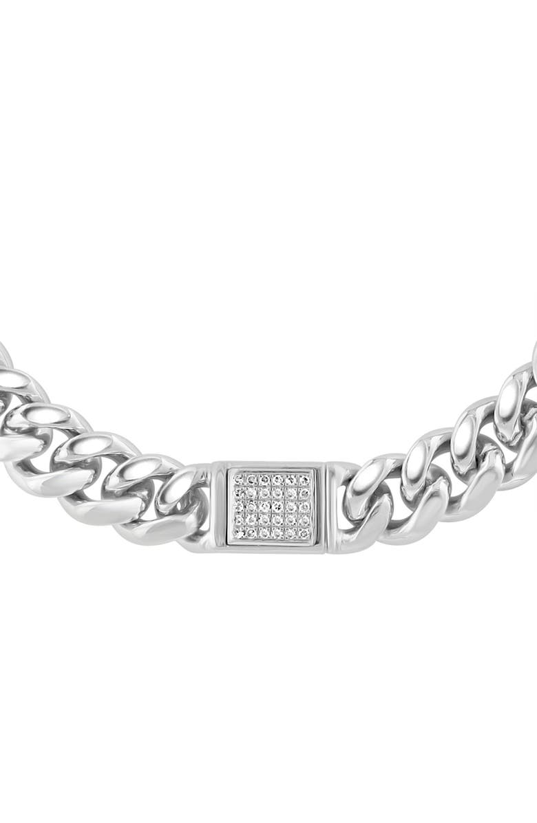 EFFY Men's Sterling Silver Diamond Curb Chain Bracelet - 0.14 ctw., Alternate, color,
