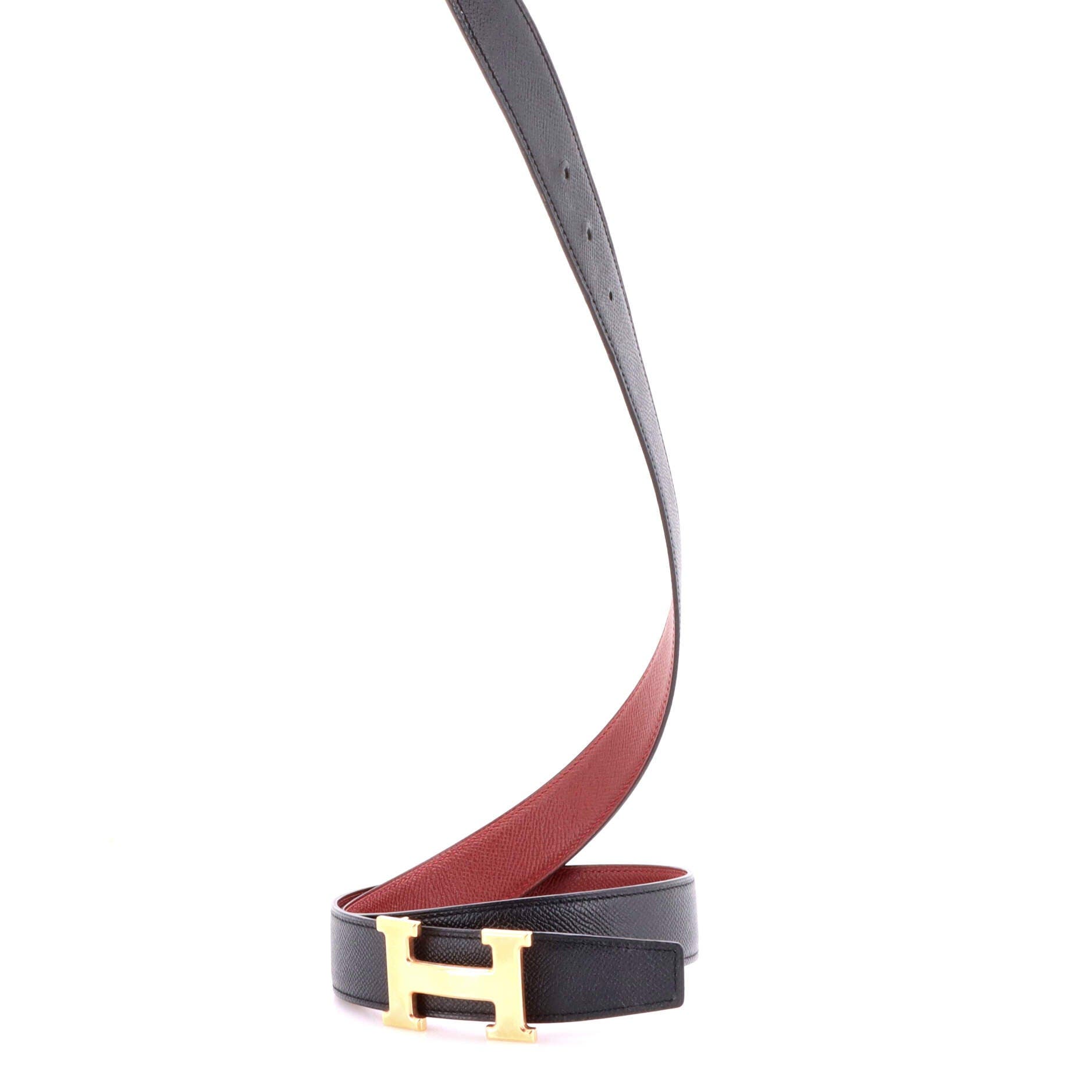 Pre-Owned Hermes Constance Reversible Belt Leather Wide, Alternate, color, Black