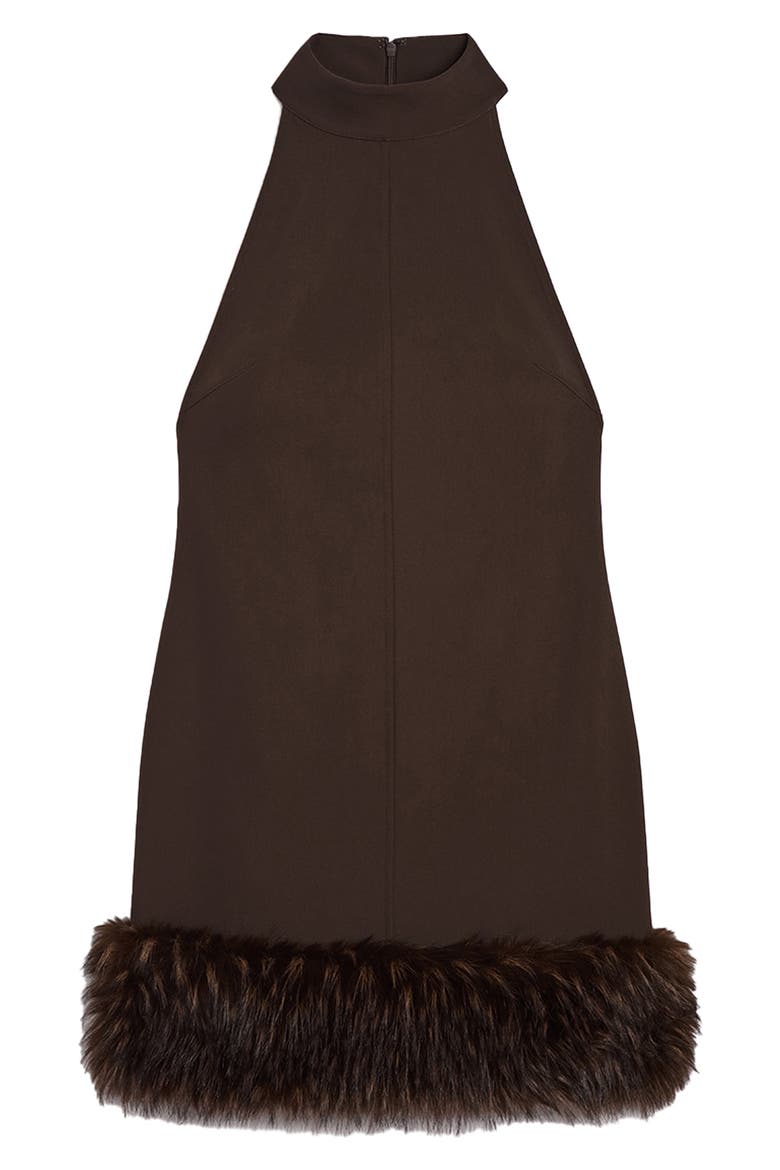 Matisse Halter Neck Stretch Crepe Minidress, Alternate, color, DARK BROWN / DARK BROWN