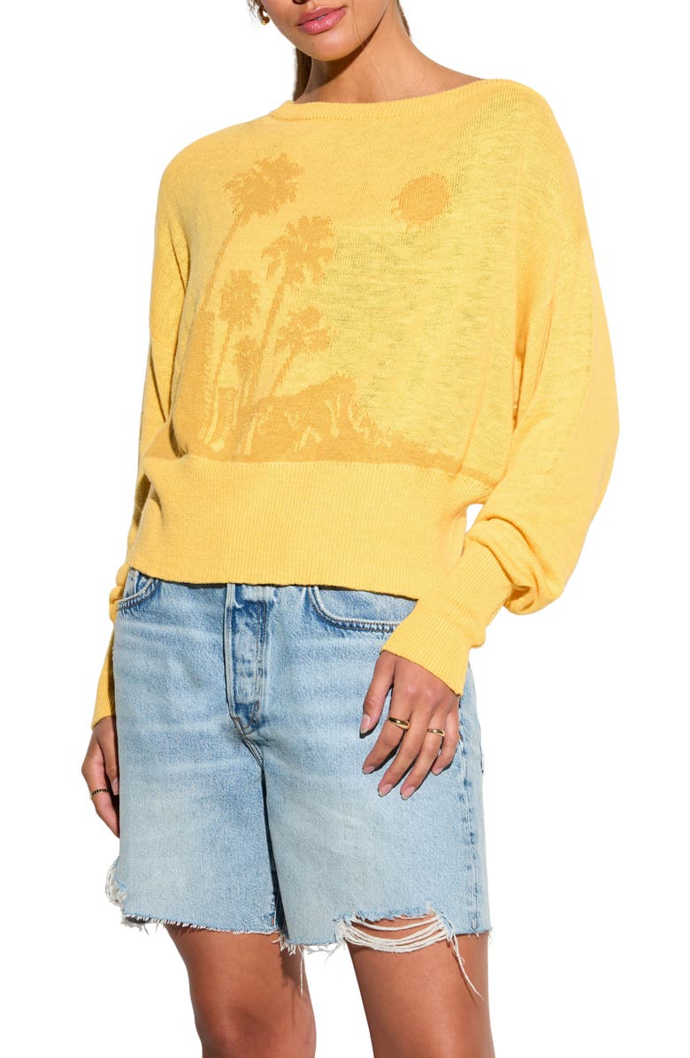 Spiritual Gangster Telepathetic Devon Off the Shoulder Sweater, Main, color, Sunkiss