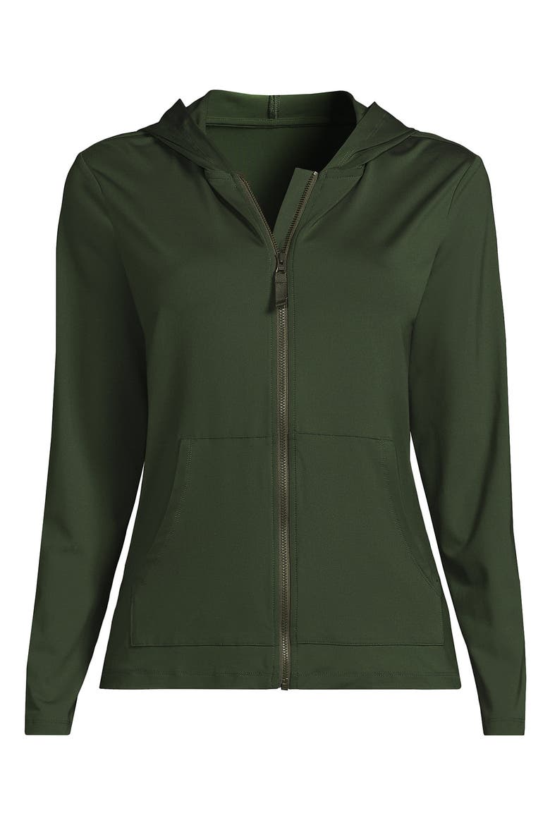 SunShade UPF 50 Hooded Zip Front Rash Guard, Alternate, color, Rich Olive Green