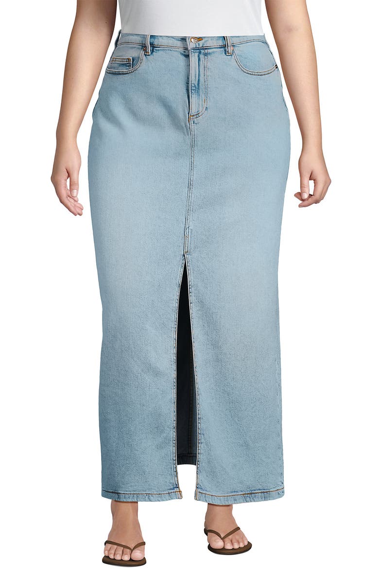 Lands' End Plus Size Soft Denim Maxi Skirt, Main, color, Breeze Blue Wash