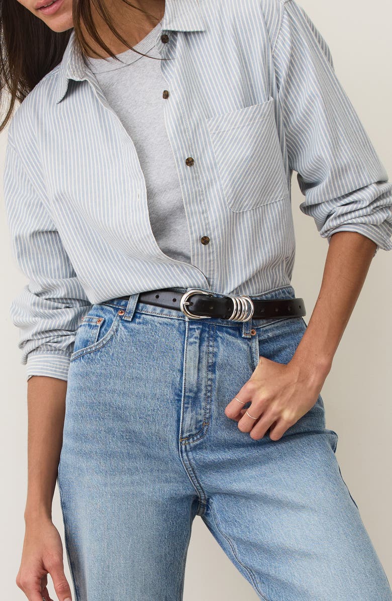 Marine Layer Jane California Relaxed Stripe Button-Up Shirt, Main, color, Blue Stripe