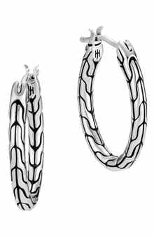 John Hardy Classic Chain Medium Sterling Silver Hoop Earrings