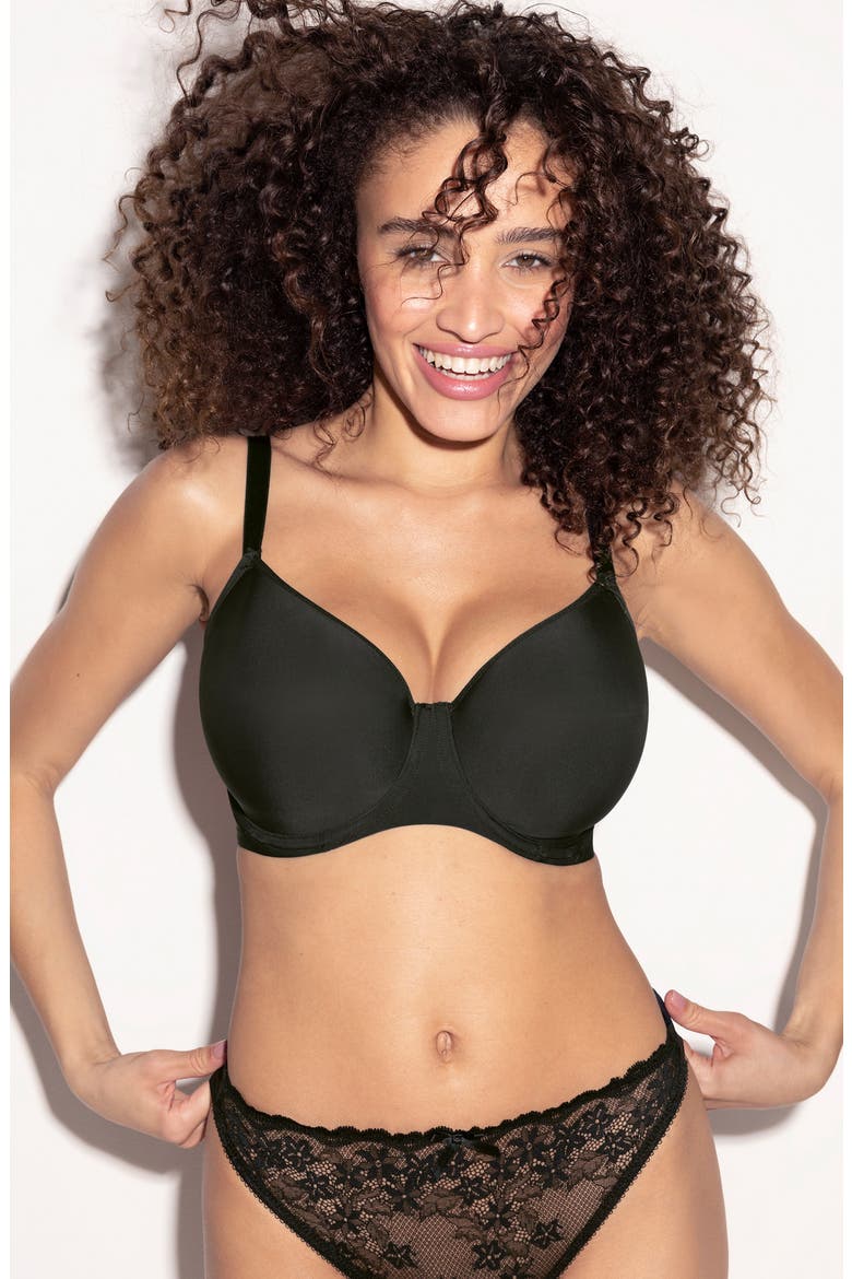 Essentially Smooth Underwire Balconette Bra, Alternate, color, BLACK