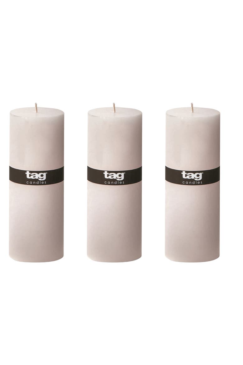 Chapel White Pillar Paraffin Wax Candle Set of 3 Unscented, Main, color, White