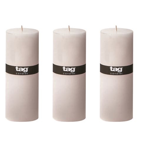 Tag Chapel White Pillar Paraffin Wax Candle Set Of 3 Unscented In White