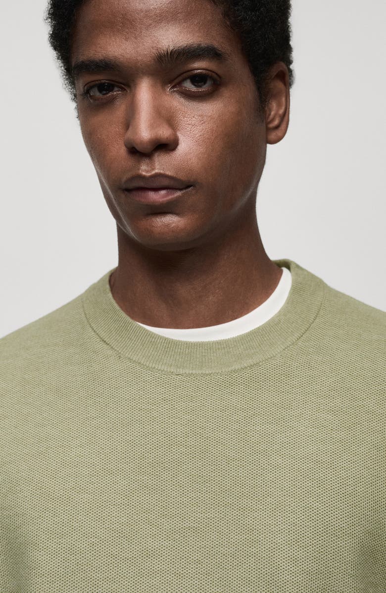 MANGO Microstructure Crewneck Sweater, Alternate, color, Green Apple