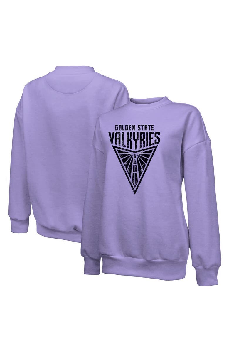 Majestic Threads Women's Majestic Threads Violet Golden State Valkyries Primary Logo Drop Shoulder Tri-Blend Pullover Sweatshirt, Main, color, Violet