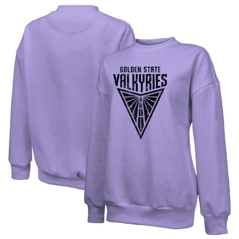 Women's Majestic Threads Violet Golden State Valkyries Primary Logo Drop Shoulder Tri-Blend Pullover Sweatshirt