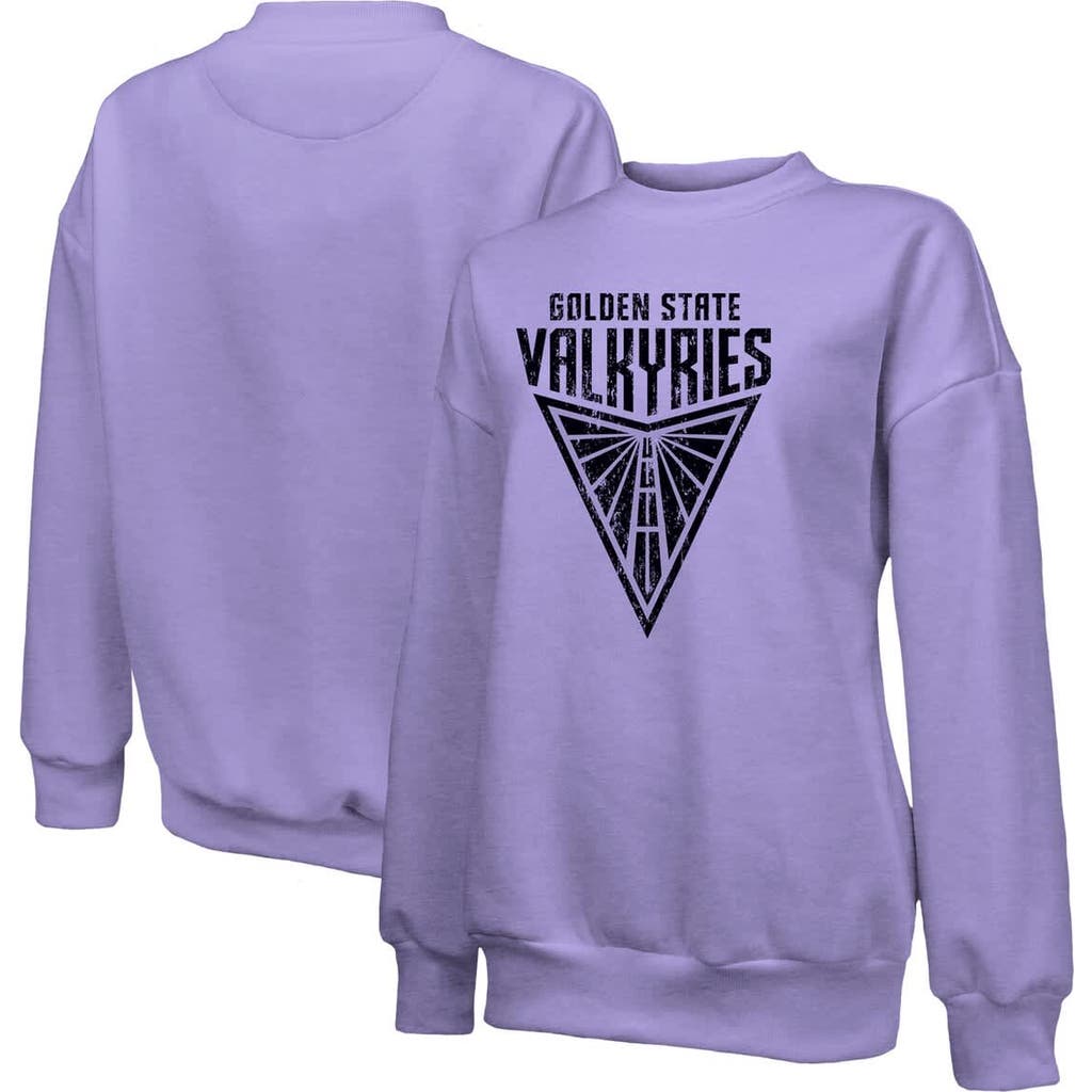 Majestic Threads Violet Golden State Valkyries Primary Logo Drop Shoulder Tri-blend Pullover Sweatsh In Blue