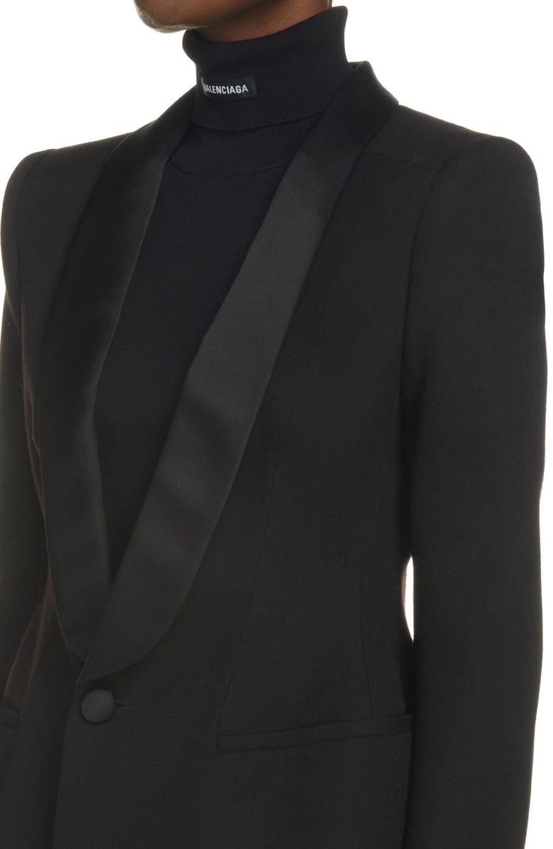 Balenciaga Hourglass Wool Tuxedo Jacket, Alternate, color,