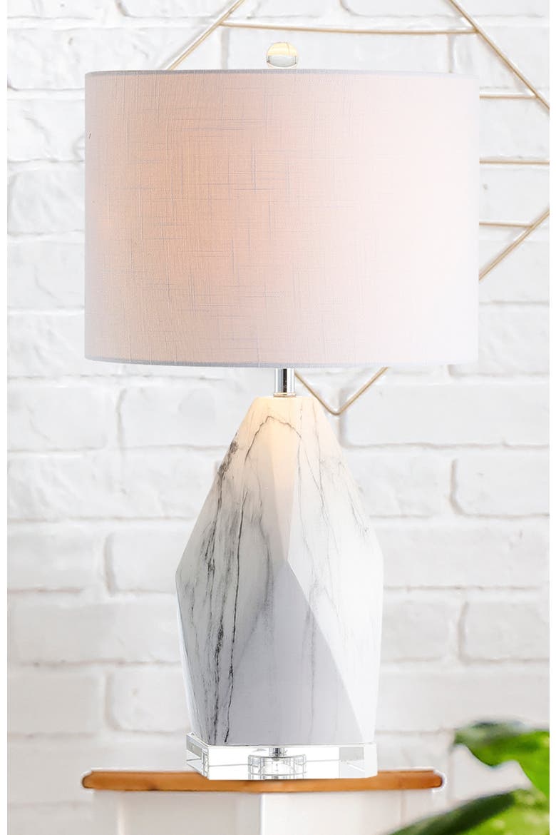 Oslo Ceramic Marble/Crystal LED Table Lamp, Alternate, color, White