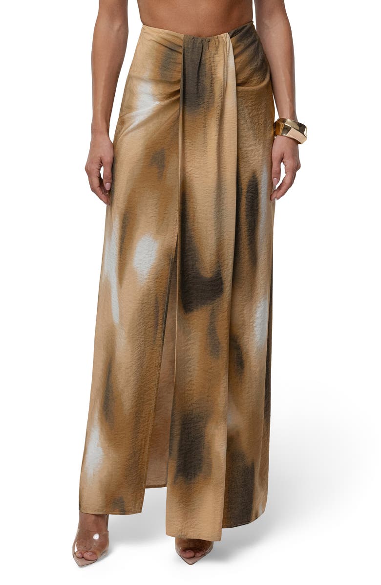 JLUXLABEL Abstract Print Drape Front Maxi Skirt, Main, color,