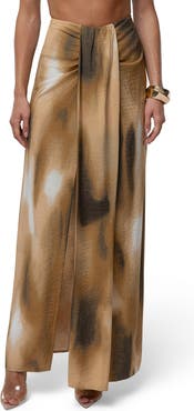 JLUXLABEL Abstract Print Drape Front Maxi Skirt