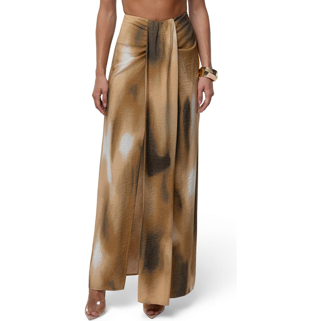 Jluxlabel Abstract Print Drape Front Maxi Skirt In Multi